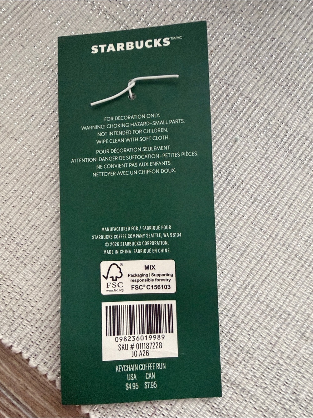 Starbucks Keychain Green Coffee Run Motel Keychain and silk scarf bundle NWT - Picture 4 of 4